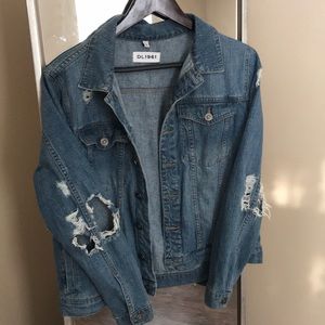 Distressed jeans jacket